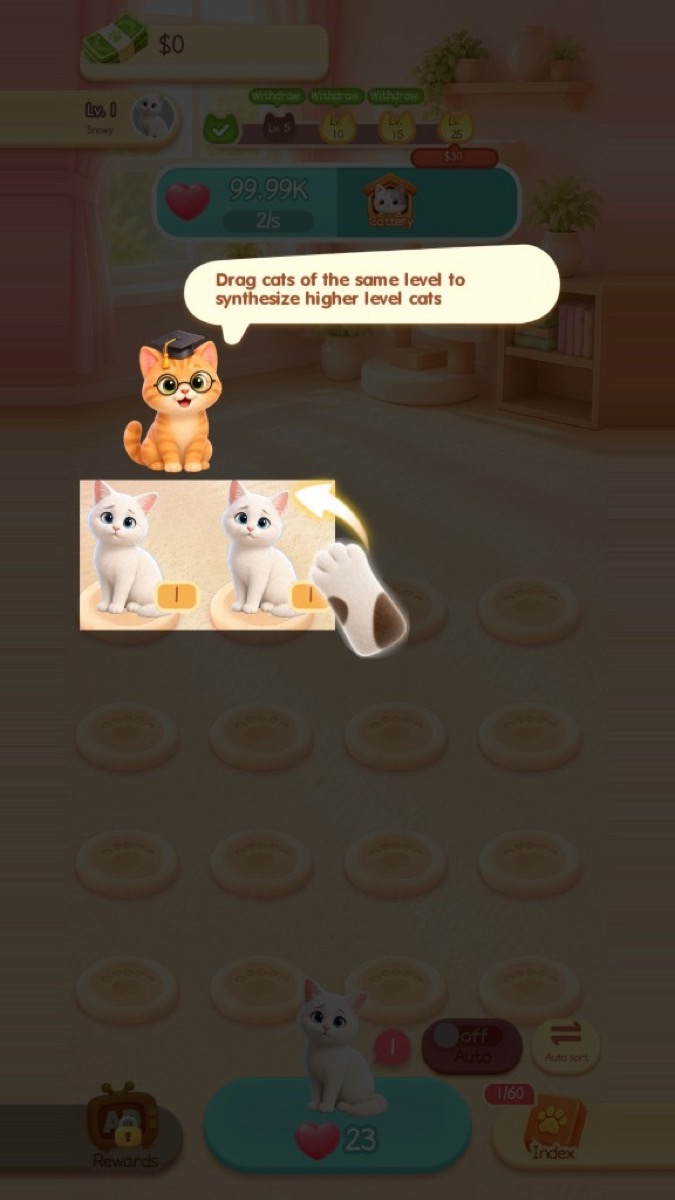 Merge progress with auto sort and rewards